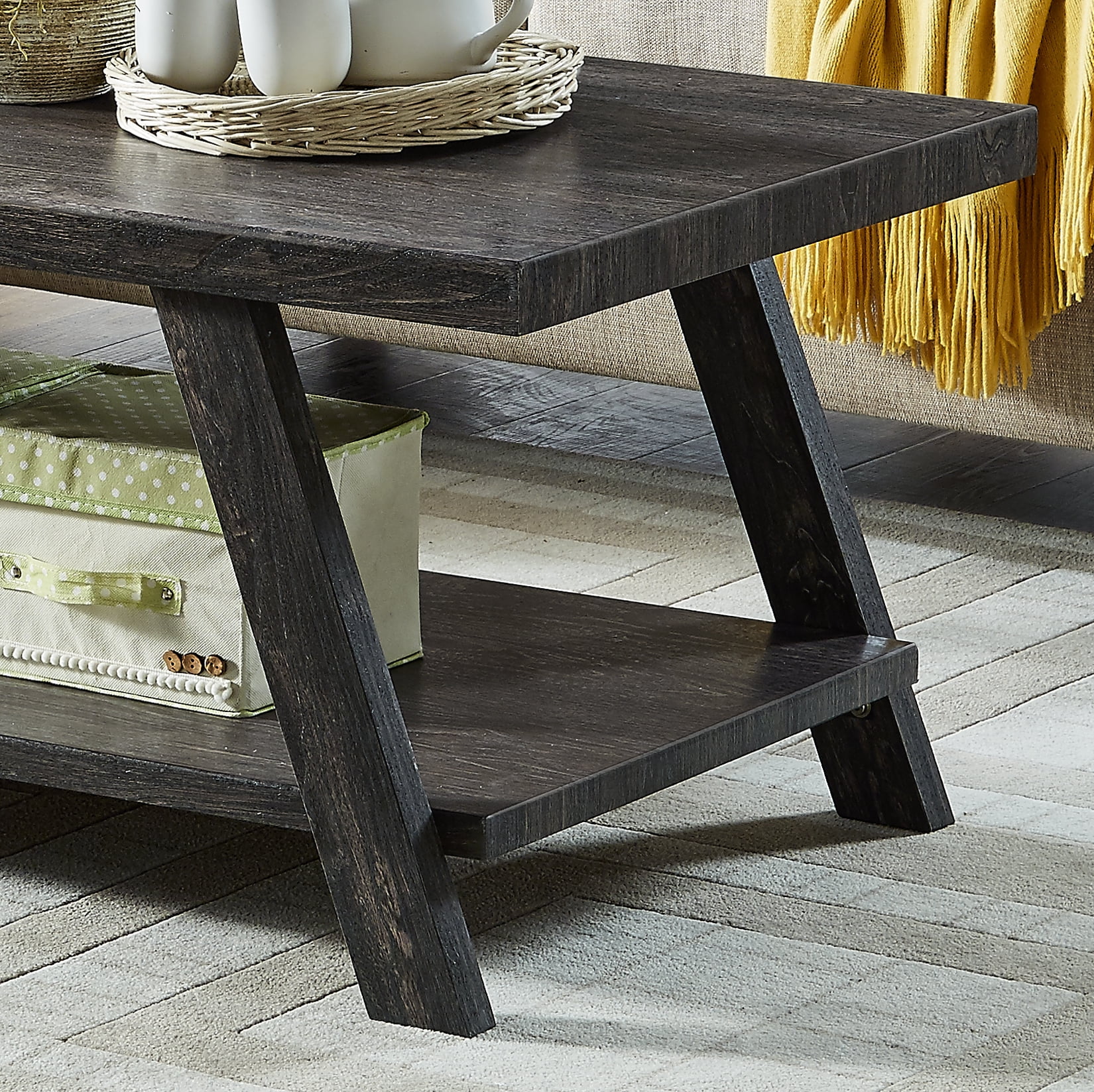 Athens Contemporary Wood Shelf Coffee Table