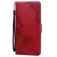 thumbnail image 2 of TECH CIRCLE For iPhone 13 Mini Wallet Case,PU Leather Protective Phone Case Wrist Strap Card Slots Holder Embossed Lace Flower Stand Flip Case for Apple iPhone 13 Mini 5.4" 2021,Red, 2 of 6