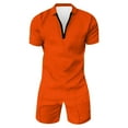 thumbnail image 4 of kamemir Mens Short Sets 2 Piece Outfits Polo Shirt Fashion Summer Tracksuits Casual Set Short Sleeve and Shorts Set for Men(Orange,XXL), 4 of 4
