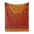 thumbnail image 1 of Lotus Soft Flannel Fleece Throw Blanket, Background with Moroccan Traditional Featured Symbolic Boho Effect, Cozy Plush for Indoor and Outdoor Use, 70" x 90", Marigold Orange, by Ambesonne, 1 of 6
