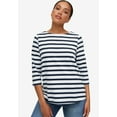 thumbnail image 3 of ellos Women's Plus Size Boatneck Tee With Three-Quarter Sleeves - 30/32, White, 3 of 3