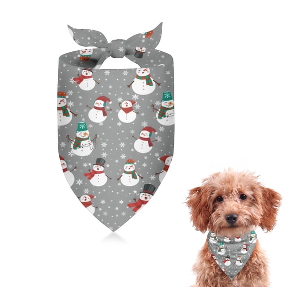 Dog Bandana 1 Pack,Gray Christmas Snowman Pattern Bandanas for Dogs,Cat Bandana,Small/ Large Dog Bandana 2 Size,Dog Bandanas Girl Boy