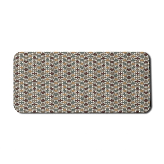 Geometric Computer Mouse Pad, Antique Eastern Pattern Oriental Style Moroccan Influences, Rectangle Non-Slip Rubber Mousepad X-Large, 35" x 15" Gaming Size, Tan Brown Sage Green, by Ambesonne