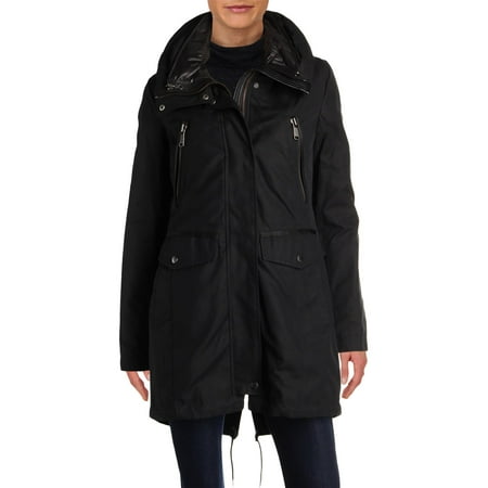 Andrew Marc Womens Stacey Fall Leather Trim Windbreaker (Best Way To Put Patches On A Leather Jacket)