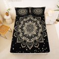 thumbnail image 5 of jejeloiu Celestial Mandala King Sheets For Men Women,Star Constellation Bedding,Black Gold,4 Pieces,1 Flat Sheet, 1 Fitted Sheet and 2 Pillowcases, 5 of 6