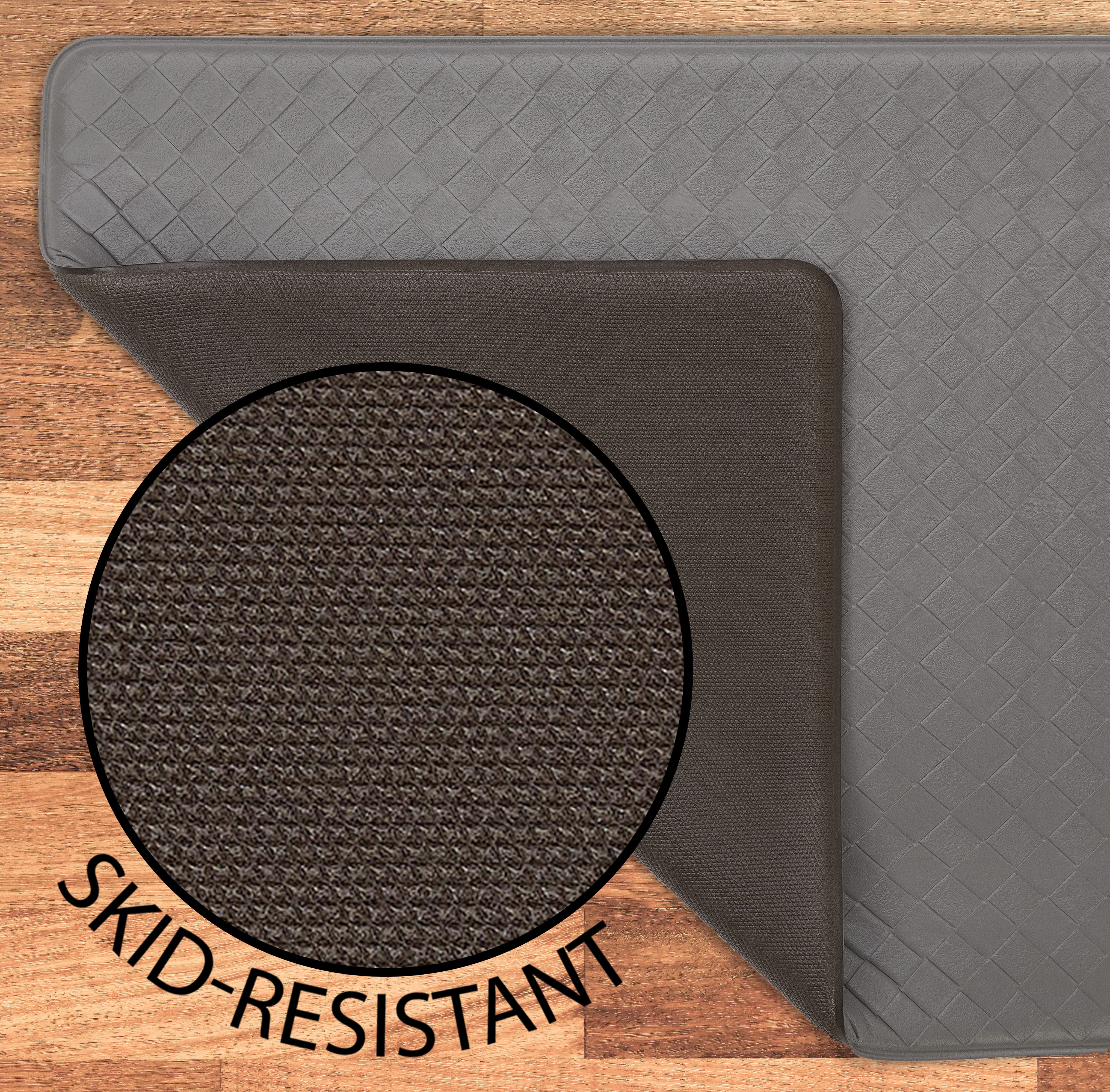 Anti-Fatigue Kitchen Mat, Gray, Playa Basketweave by Chef Gear, 17.5 in. x 32 in.