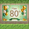 thumbnail image 5 of Green Backdrop Banner with Glittery Happy 80th Birthday Decoration Balloons Presents, Birthday Party Decorations Photography Props Backdrop Background, 5 of 8