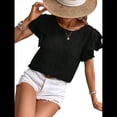 thumbnail image 2 of Camisas de Verano para Mujer, con Volantes, Corta, Cuello Redondo, con Textura, Elegantes Blusas de Negocios para Mujer, Elegantes e Informales Negro XL, 2 of 8