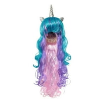 27.5 Inches Rainbow Hair Wig, Cosplay Wig Headpiece for Costume Cosplay Party Halloween, Full Long Curly Wavy(Pink)