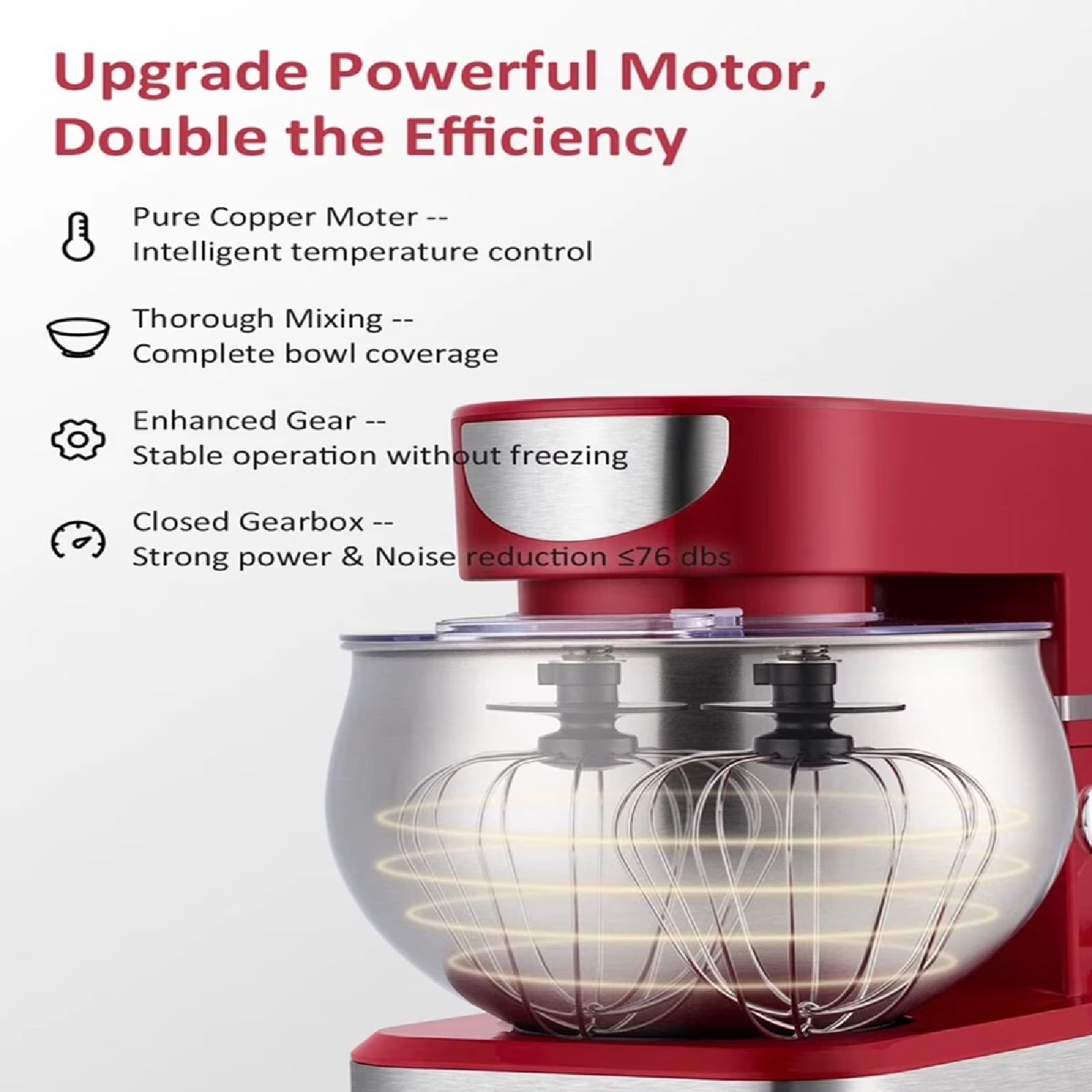 Eurhowing 6.5 QT Stand Mixer 600W, 6-Speed Tilt-Head Electric Kitchen Mixer with Dough Hook, Whisks, Beater & Stainless Steel Bowl for Bread Cake Baking, Home Use