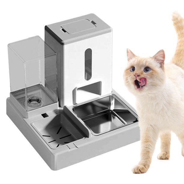 Cuenco de alimentación y dispensador de agua Fernando automático gris