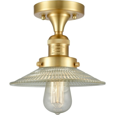 

Satin Gold Tone Semi Flush 9 Wide Steel/Cast Brass/Glass Medium Base LED 1 Light Fixture