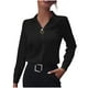 thumbnail image 3 of Camisas para mujer,Camisa de manga larga con solapa para mujer, color liso, informal, de poliéster, cómoda para uso diario, sopatenor, 3 of 8
