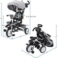 thumbnail image 4 of OUYAWEI Tricycle Pliable pour Bébé, 7 en 1 Poussette, Tricycle avec Harnais de Sécurité, Poignée de Poussée Réglable, Panier de Rangement, Porte-Gobelet, Tricycle pour 1-5 Ans, Gris, 4 of 8