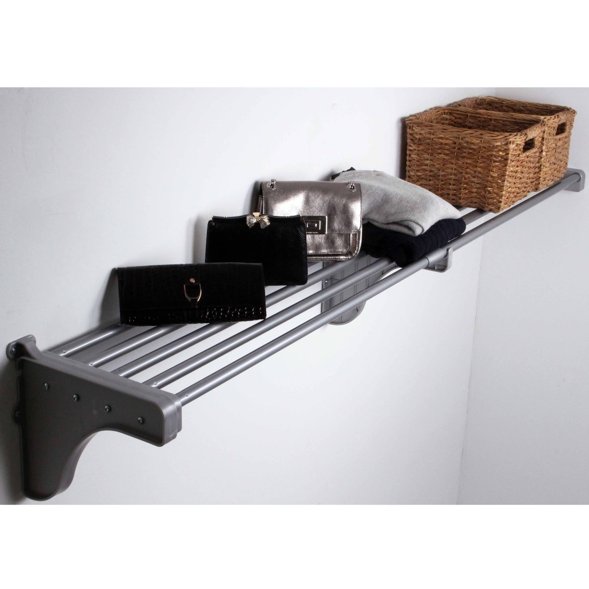 EZ Shelf 40"74" Expandable Shelf, Silver, 1 Bracket