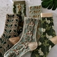 thumbnail image 2 of 10pcs Women's Seamless Bamboo Diabetic Ankle Socks, Non-Binding Loose Fit Retro flowers, 2 of 5