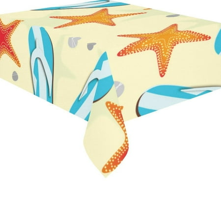 Flip Flop Decorations MYPOP Beach Starfish Ocean Flip Flops Tablecloth Sets 52x70 Inches - Sea Star Seashell Tablecover Desk Table Cloth Cover for Dinner Party Decoration ()