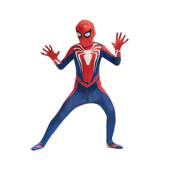 Full Body Superhero Suit with Mask Set, Adult Spider Manlike Cosplay Costume Jumpsuit, Premium 3D Graphic Printed Spandex Zentai Bodysuit Outfit Halloween Costume Attire for Men, Red, S
