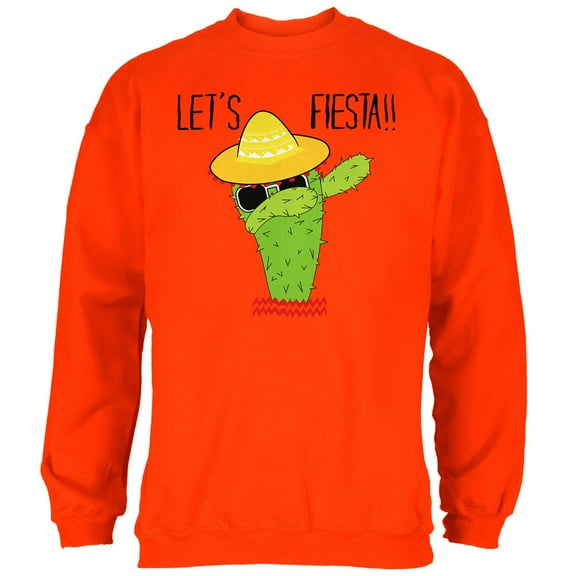 Cinco De Mayo Dabbing Cactus Let's Fiesta Party Mens Sweatshirt Orange X-LG