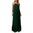 thumbnail image 3 of DGMIOCS Women's Backless Sleeveless Maxi Dress Oversized Duster Coat Style Long Dress with Spaghetti Straps for Everyday Versatile Wardrobe Dark Green L, 3 of 7