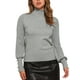 thumbnail image 1 of TOP CHIC INSPIRADO para Mujeres, Suéter de Pullover de Cuello Alto y Manga Larga, Tejido Acanalado, XL Gris, 1 of 4