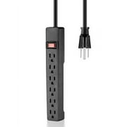 Hyper Tough 6-Outlet Indoor Power Strip with 8 Ft Extension Cord, ETL Certified, Black