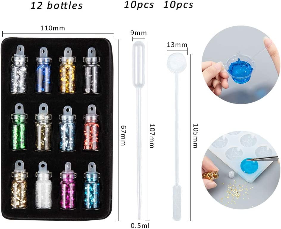 36pcs Twelve Zodiac Signs Silicone Molds Constellation Pendants Resin Casting Mold Kit of Three Styles with Sequins and Tools DIY