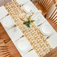 thumbnail image 3 of Gold Foil French Table Runner Hot Stamping Mesh Dining Mat Wedding Banquet Decor 28x275cm, 3 of 7