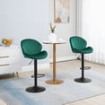 thumbnail image 7 of Set of 2 Velvet Adjustable Bar Stools, Swivel Chair with Back and Footrest, Counter Height Bar Chairs for Home, Kitchen, Pub, Green, 7 of 7