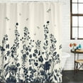 thumbnail image 2 of Navy Botanical Shower Curtain, Waterproof Shower Curtains for Bathroom, Blue Dragonfly Flower Leaf Retro Style Washable Fabric Bathtub Curtain Set Bath Decor with 12 Hooks Long 72"x84", 2 of 8