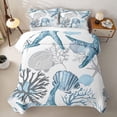 thumbnail image 2 of spefrowx Ocean Starfish Bed Spread Queen for Girls Boys, Cute Seashell Seaweed Queen Coverlet Set, 3pcs, 2 of 7