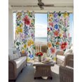 thumbnail image 4 of Flower Floral Blackout Curtains, Light Blocking Print Window Curtains, Colored Watercolor Spring Plant Leaf Thermal Insulated Window Drapes for Living Room Kitchen Cafe 2 Panels, 84"W x 84"L, 4 of 9