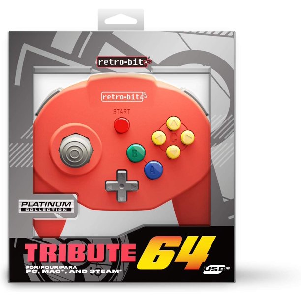 RetroBit Tribute N64 USB Controller for PC, Nintendo Switch, Mac