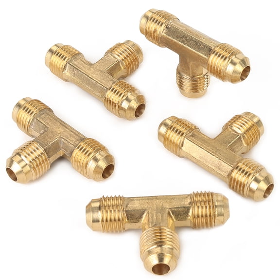 LTWFITTING Brass 5/16" OD Flare Tee,Brass Flare Tube Fitting(Pakc of 5)