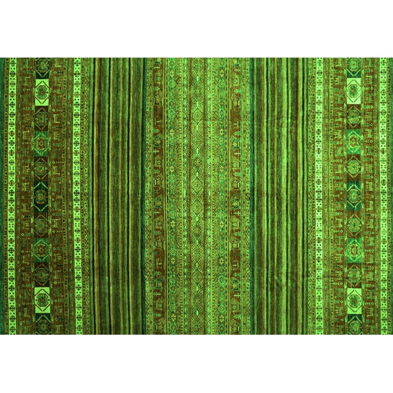 Ahgly Company Indoor Rectangle Oriental Green Traditional Area Rugs, 7' x 9'
