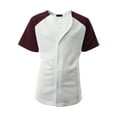 thumbnail image 3 of Ma Croix Men's Hip Hop Baseball Tee Button Down Street Inspired Sport Fit Two Tone Raglan Jersey, 3 of 7