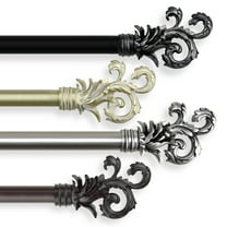 1" Dia Adjustable 28"-48" Curtain Rod with Jerrick Finials - Black,(100-06-282)