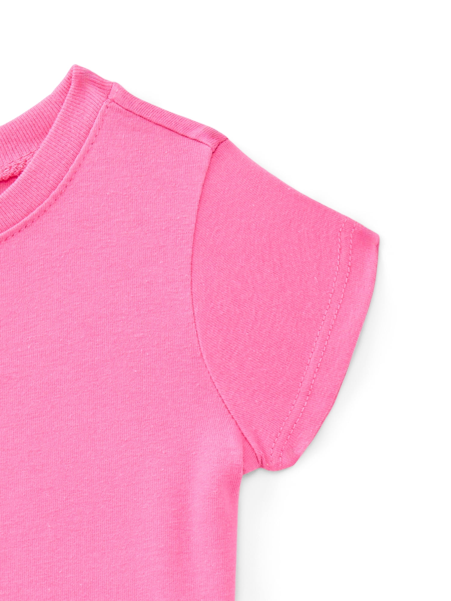 Wonder Nation Baby Girls Crewneck Tee with Short Sleeves, Sizes 0/3M-24M