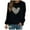 Black, variant on Women's Valentine's Day Sweatshirts Fashion Print Shirt Round Neck Long Sleeve Blouses Pullover Casual Sweatshirt Top