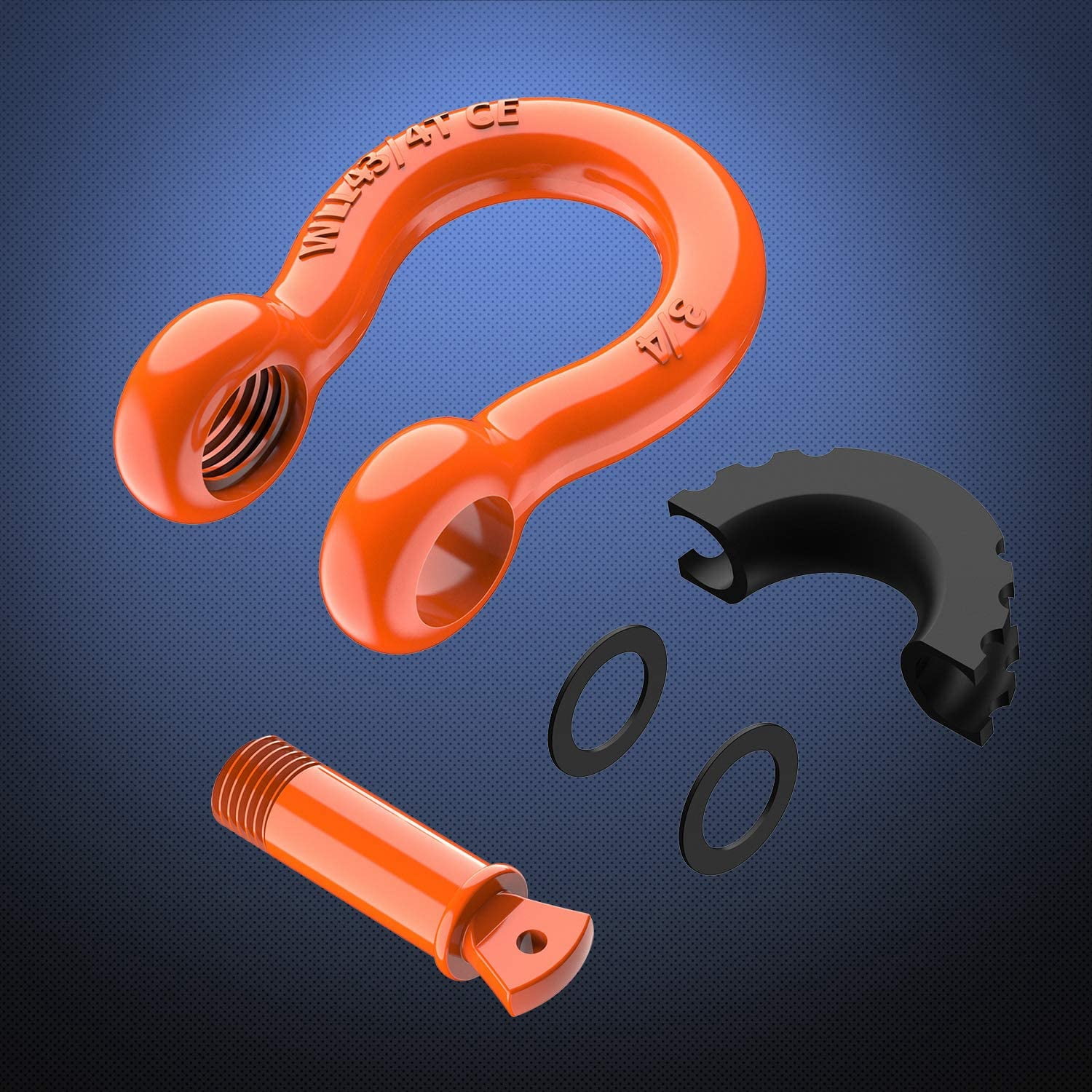 Nilight 2PCS 3/4" D-Ring Shackles 7/8'' Pin Black Isolator Washers Kit 4.5t For Jeep Truck Bumper