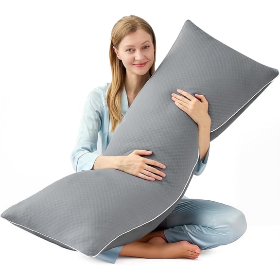 Parojati 20x54 inch Cooling Body Pillow for Adults- Pillow Insert with Shredded Blue Memory Foam, Enough Support for Side Sleepper, Grey