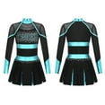 thumbnail image 5 of Doomiva Kids Girls Halloween Party Cheer Leader Outfits Long Sleeve Cheerleading Dance Dress Black&Blue Green 16, 5 of 6