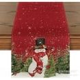 thumbnail image 1 of Christmas Table Runner  Tree Snowman Home Kitchen Dining Table Decoration Noel Gift Linen Tablecloth, 1 of 4