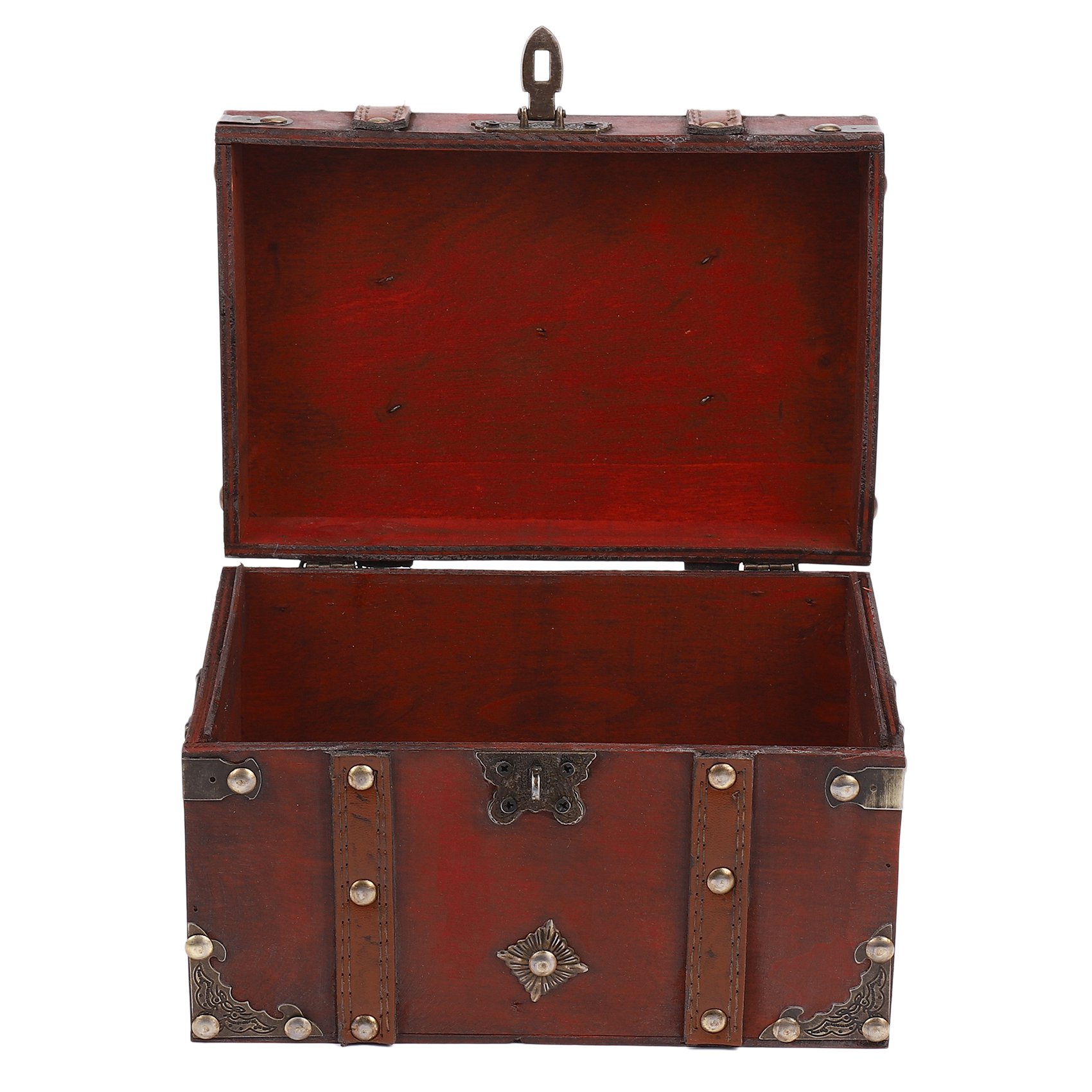 Retro Treasure Chest with Lock Vintage Wooden Storage Box Antique Style