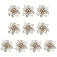 thumbnail image 1 of Matsuzay 10 piezas de flores artificiales de Navidad, flor de Pascua con purpurina, flor falsa reutilizable, manualidades DIY, fiesta de boda, Año Nuevo Kits de decoración para fiestas champán Matsuzay HA008610-05, 1 of 6