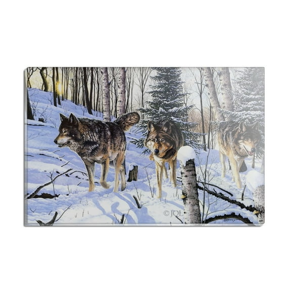 Wolves at Shadow Ridge Painting Rectangle Acrylic Fridge Refrigerator Magnet