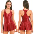 thumbnail image 3 of Minivestidos de leotardo con cuello en U para mujer, Vestido brillante sin mangas, traje de baño de una pieza, traje de baño sin mangas para club nocturno, 3 of 5