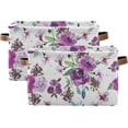 thumbnail image 2 of GZHJMY Watercolor Flowers Storage Basket, Durable Canvas With Handles Large Collapsible Storage Bins Boxes for Home Office - 1 Pack Collapsible Organizer, 2 of 7