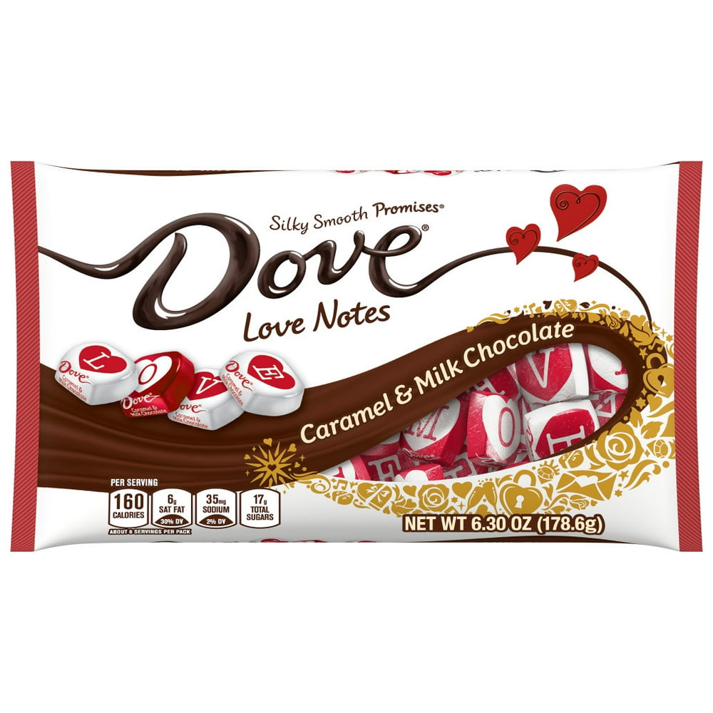 Dove Caramel & Milk Chocolate Love Notes, Valentines Day Candy (6.3 Ounces)