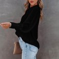 thumbnail image 2 of Blusa de manga larga con solapa de color puro con botones y tops casuales de moda para mujer, 2 of 6